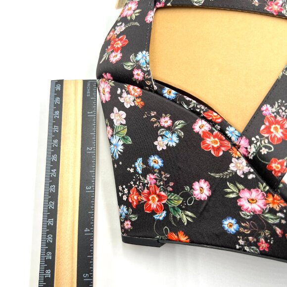 Jessica Simpson Womens Size 8.5 Jinxxi Black Floral Flower Wedges Sandals Shoes - Picture 13 of 14